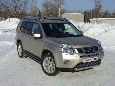 Защита передняя овальная 75х42 мм для Nissan X-Trail № NISXTR11-02