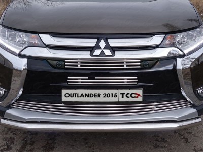 Решётка радиатора верхняя 12 мм с парктроником для Mitsubishi Outlander № MITOUT15-34