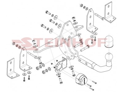 Фаркоп для Saab 9-5 седан 1997-2011, Saab 9-5 универсал 1999-2011 условно-съемное крепление шара №S-018