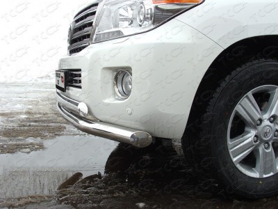 Защита передняя двойная 76-75 мм ТСС для Toyota Land Cruiser 200 2012-2015