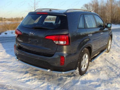 Защита заднего бампера центральная 60 мм ТСС для Kia Sorento 2012-2020