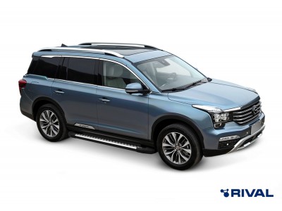 Пороги на автомобиль "Bmw-Style круг" Rival для GAC GS8 (Гак джи эс 8) I поколение 2019-н.в., 180 см, 2 шт., алюминий