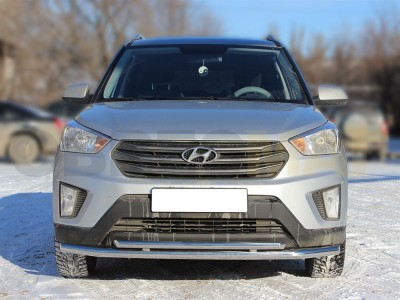 Защита передняя двойная 53-43 мм с подгибами для Hyundai Creta № HCR16_1.1