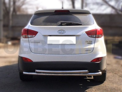Защита заднего бампера двойная 60-60 мм для Hyundai ix-35 № HIX35_6