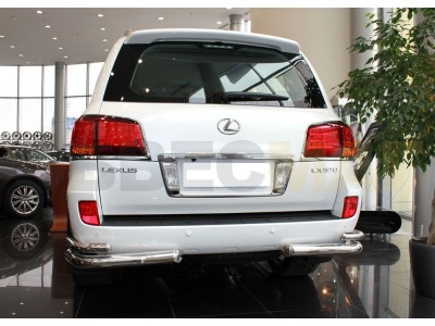 Защита задняя уголки двойные 76-53 мм для Lexus LX-570 № LX12 3