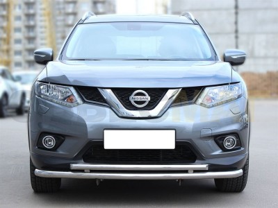 Защита передняя двойная 53-43 мм с подгибами для Nissan X-Trail T32 № NX14_1.1