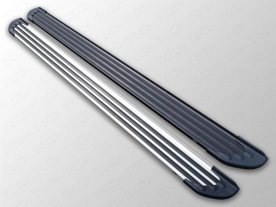 Пороги алюминиевые Slim Line Black для Renault Sandero Stepway № RENSANST15-22B
