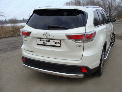 Защита заднего бампера овальная 75х42 мм для Toyota Highlander № TOYHIGHL14-14
