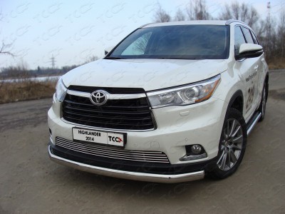 Защита передняя овальная 75х42 мм для Toyota Highlander № TOYHIGHL14-02