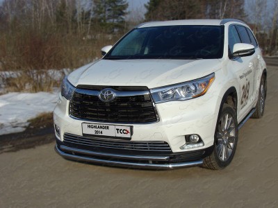 Защита передняя двойная 60-42 мм для Toyota Highlander № TOYHIGHL14-03