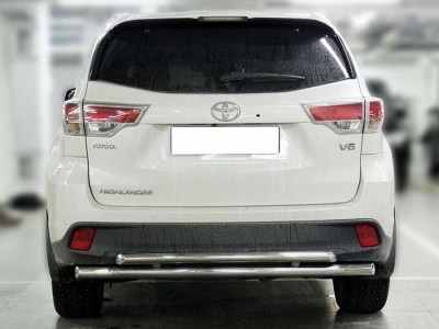 Защита заднего бампера радиусная двойная d-60+53 для Toyota Highlander 2014-2016 HYG2014_3.2