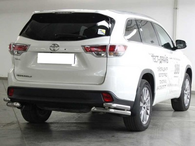 Защита заднего бампера "уголки" двойные d-60+53 для Toyota Highlander 2014-2016 HYG2014_3.4