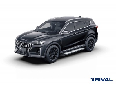 Пороги на автомобиль "Bmw-Style круг" Rival для Jetour X70 Plus, 2023-н.в., 180 см, 2 шт., алюминий