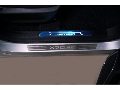 Накладки на пороги (лист шлифованный надпись X70 Plus) 2шт для Jetour x70 plus 2WD 2020 – н.в. JETX70PL23-01