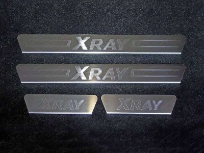 Накладки на пороги лист шлифованный надписьXRay ТСС для Lada XRay 2016-2021