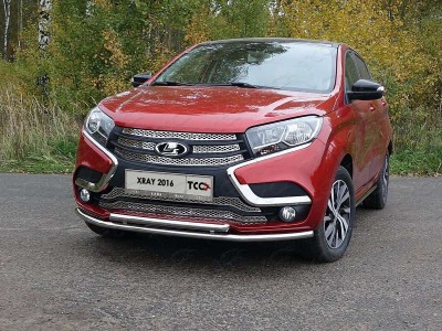 Защита передняя двойная 42-42 мм ТСС для Lada XRay 2016-2021