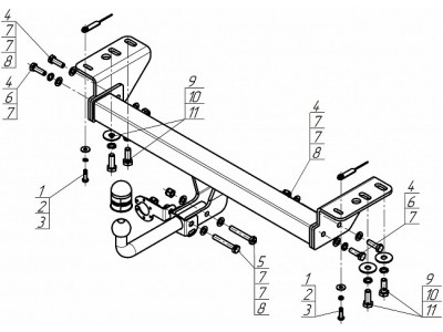 Фаркоп с оцинк. шаром для Haval Jolion 2021-н.в. крепление шара на двух болтах