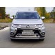 Защита переднего бампера длинная 60 мм для Mitsubishi Outlander 2019-2021