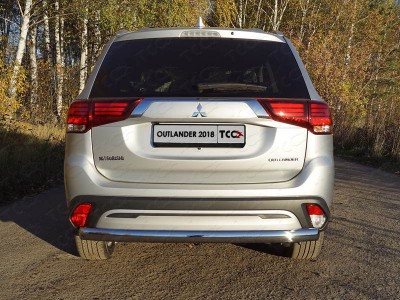 Защита заднего бампера овальная 75х42 мм для Mitsubishi Outlander № MITOUT18-32