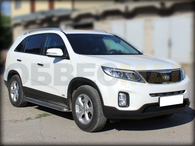 Пороги с площадкой алюминиевый лист 60 мм для Kia Sorento № KST13 2