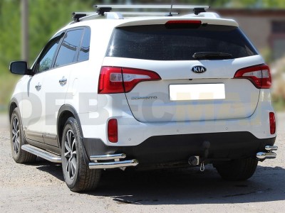 Защита задняя уголки двойные 60-43 мм для Kia Sorento № KST13 3.1