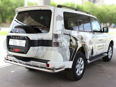 Защита задняя с уголками 60-43 мм для Mitsubishi Pajero 4 № МР2015_2.2