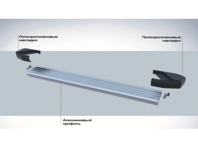 Порог-площадка "Black" F193ALB + комплект крепежа для Volkswagen Touareg (без пневматической подвески) 2003-2010