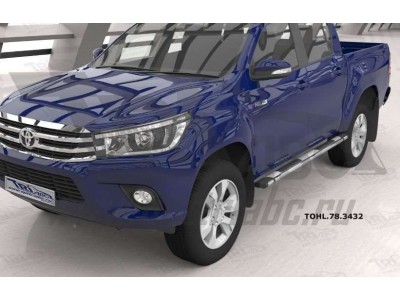 Пороги алюминиевые Emerald silver для Toyota Hilux № TOHL.78.3432