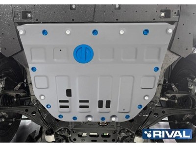 Защита картера и КПП + комплект крепежа Rival, Алюминий GAC GS8 2023-н.в., V-2.0, АКПП, 4WD.