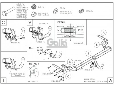 Фаркоп оцинкованный для Nissan X-Trail T33 2022-н.в., Nissan Rogue T33 2021-н.в. условно-съемное крепление шара №N061A