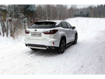 Защита заднего бампера овальная овал 75х42 мм ТСС для Lexus RX-200t/350/450h 2015-2021