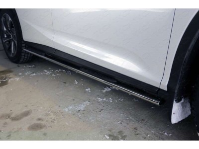 Пороги труба овальная с накладками 75х42 мм для Lexus RX-200t/350/450h № LEXRX200t15-04