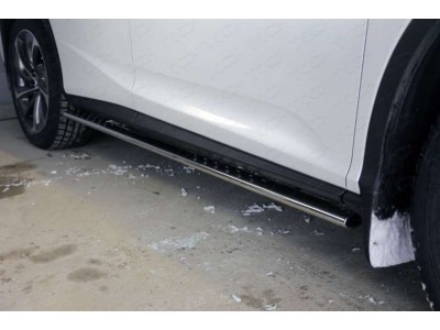 Пороги труба овальная с проступью 75х42 мм для Lexus RX-200t/350/450h № LEXRX200t15-05