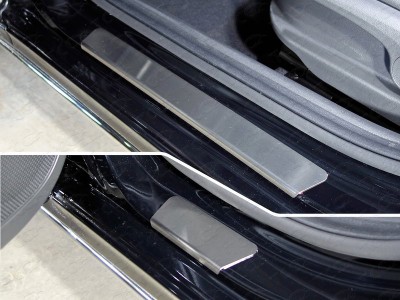 Накладки на пороги шлифованный лист 4 штуки для Hyundai Accent № HYUNACC17-02