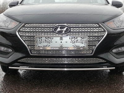 Защита переднего бампера 25 мм для Hyundai Accent № HYUNACC17-20