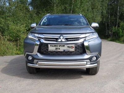 Защита передняя двойная 76-75 мм для Mitsubishi Pajero Sport № MITPASPOR16-04