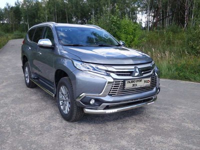 Защита переднего бампера с ДХО 76 мм для Mitsubishi Pajero Sport № MITPASPOR16-20