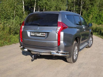 Защита задняя двойные уголки 76-42 мм ТСС для Mitsubishi Pajero Sport 2016-2020