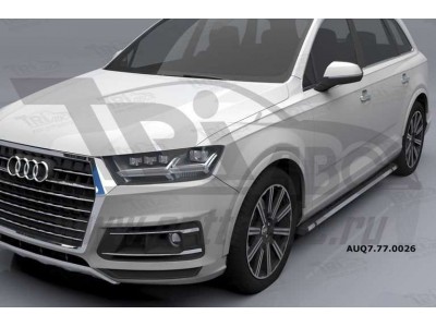 Пороги алюминиевые Emerald Black для Audi Q7 № AUQ7.77.0026