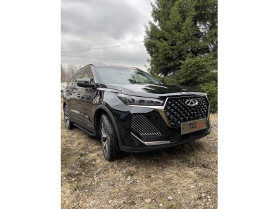 Пороги алюминиевые "Slim Line Black" 1500 мм для Chery Tiggo 7 PRO MAX 4WD 2025-н.в. №CHERTIG7PM25-04B