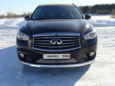 Защита передняя длинная (овальная (с ходовыми огнями)) 75х42 мм для Infiniti QX60 2014-2016 INFJX3513-25