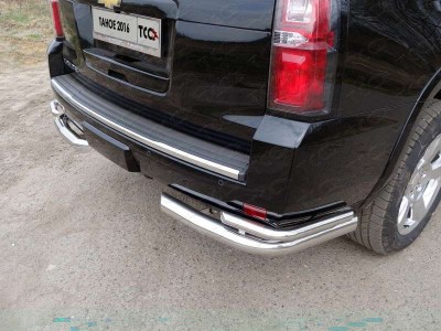 Защита задняя двойные уголки 76-42 мм ТСС для Chevrolet Tahoe 2016-2021