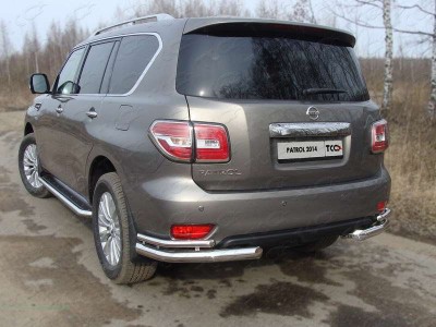 Защита задняя двойные уголки 76-42 мм для Nissan Patrol № NISPATR14-09