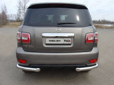 Защита заднего бампера уголки 76 мм ТСС для Nissan Patrol 2014-2021