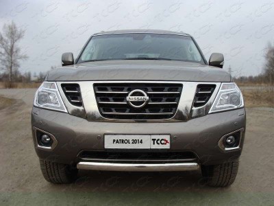 Защита переднего бампера овальная 75х42 мм для Nissan Patrol № NISPATR14-15
