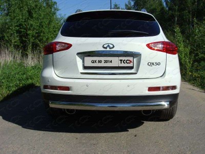 Защита заднего бампера овальная овальная 75-42 мм ТСС для Infiniti QX50/EX25/EX35/EX37 2007-2016