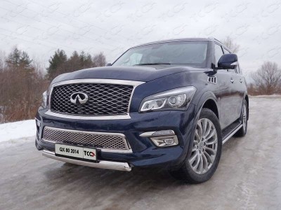 Защита передняя овальная 75-42 мм для Infiniti QX80 № INFQX8014-01