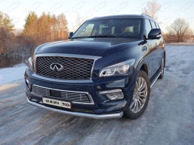 Защита переднего бампера 76 мм для Infiniti QX80 № INFQX8014-02