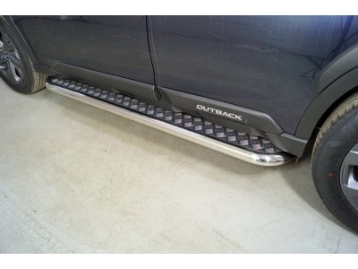 Пороги с площадкой 60,3 мм для Subaru Outback VI Рестайлинг 2022 – н.в. SUBOUT21-20