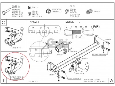 ТСУ Фаркоп оцинкованный Galia шар A для BMW 5 F10/F11/GT F07 № B020A